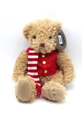 FAO Schwarz Holiday 16" Brown Teddy Bear Red Puffer Vest  Scarf Plush 2017 NWT