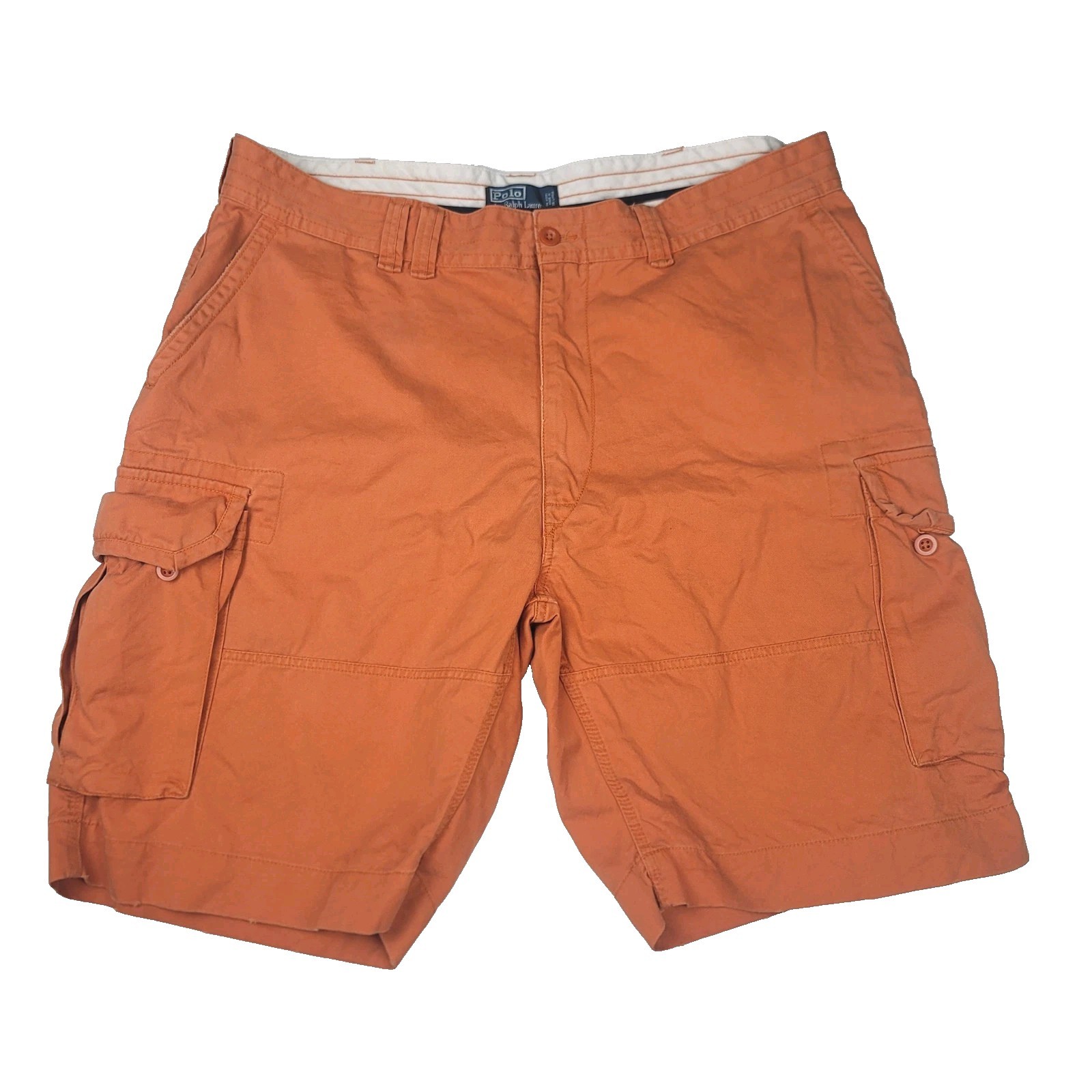 Polo Ralph Lauren Cargo Shorts Men's Size 44B Orange 100% Cotton 10" Inseam Y2K