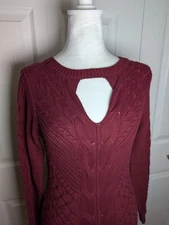 NWT Olive + Oak Sweater Dress Size Small Burgundy Cut Out Neck Long Sleeve
