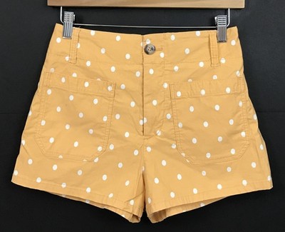 Anthropologie Maeve Yellow/Orange Colette Shorts White Polka Dot Size 28 Petite