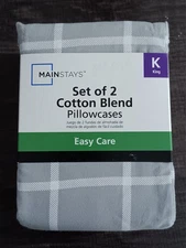 Mainstays Cotton Blend Pillowcases Set Of 2 Easy Care King 20in x 40 in