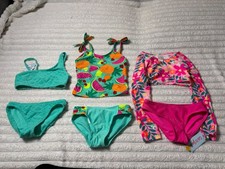 Cat Jack 2pc Swimsuits Girls Size S 6-7 . Set Of 3. New
