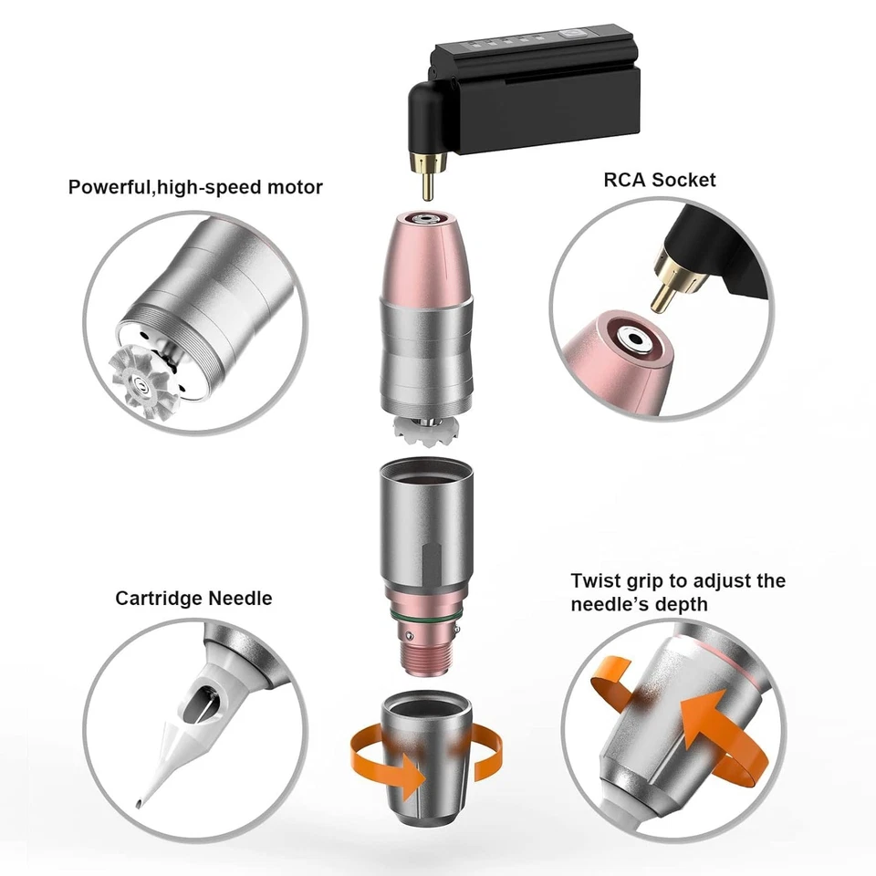 Pistola de tatuaje inalámbrica, kit de batería de tatuaje Solong 1500 mAH, plateada  Foto 4 de 4