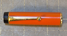 Vintage Parker Pen Cap Only w/ Clip Orange Made in USA Gold Trim Replacement b