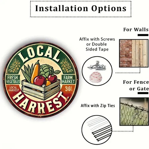 Vintage Farmers Market Fresh Produce Tin Metal Signs Home Décor 8x8