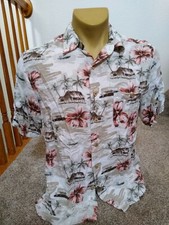 Puritan Hawaiian Floral Print Button Down Shirt 100 Rayon Medium