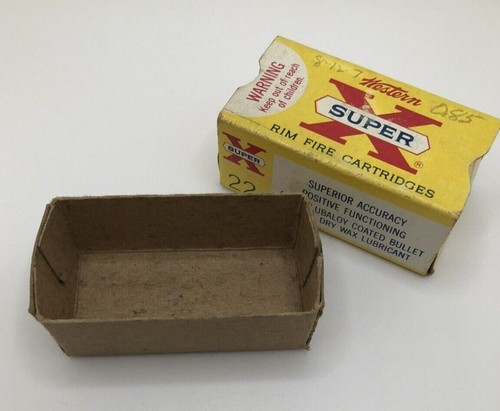 Vintage Western 22 Long Rifle Rim Fire Cartridges Super X Box (EMPTY) Winchester