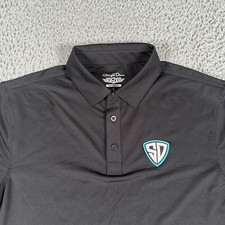 Straight Down Logo Shirt Mens Large Black Golf Polo Performance Sturdy Collar