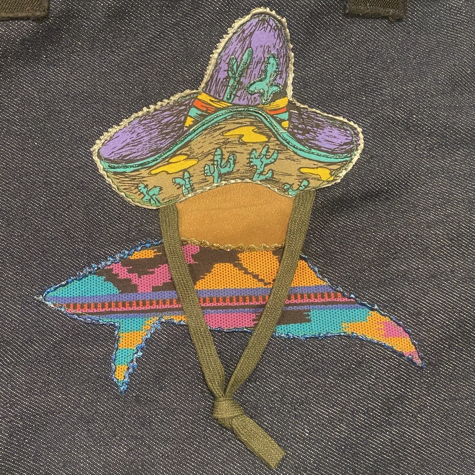 Bolso de mano vaquero vintage sombrero hombre cosido a mano con cordón sombrero correa para la barbilla Foto 2 de 4