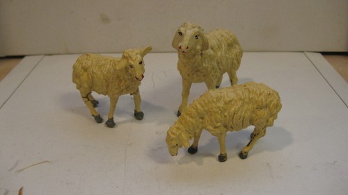 Vintage Christmas Chialu Italy Composition Nativity Sheep Cartapesta Animals