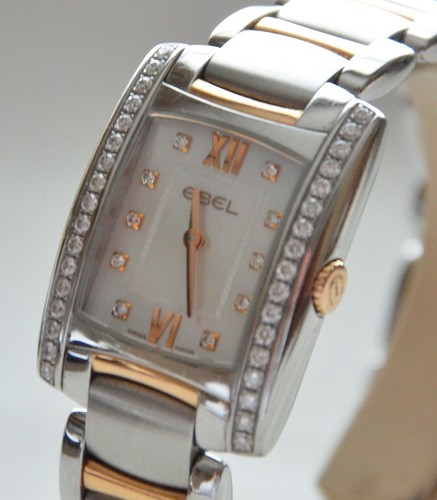 Very Fine Ebel Brasilia 18k / Stainless Mother Pearl Dial 44 Diamonds $6100 New