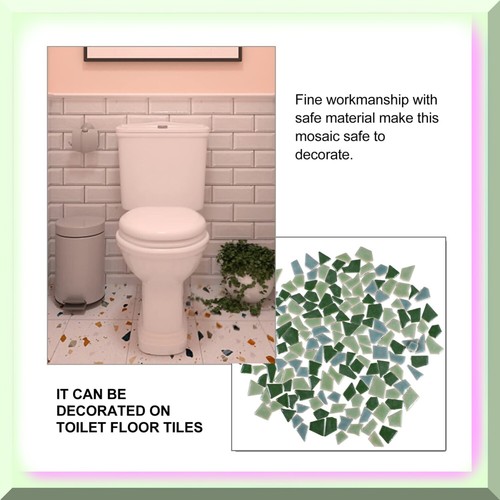 Handmade Green Ceramic Mosaic Tiles - Colorful Irregular Broken Porcelain Crysta - Bild 5 von 7