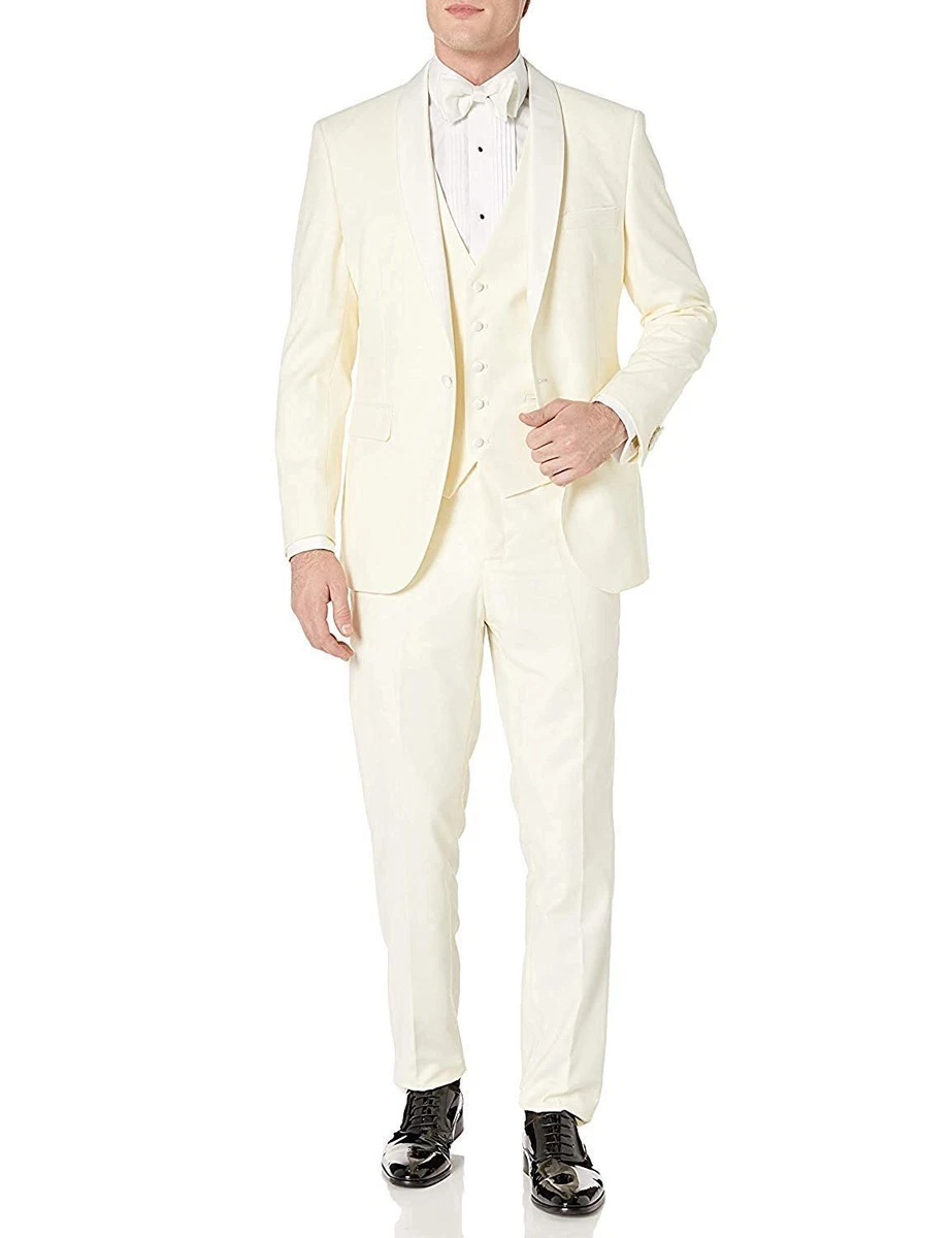 NEW Mens Suit Modern Fit Single Breasted Three Piece Shawl Collar Tuxedo Color
