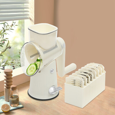 5-in-1 Manual Vegetable Cutter Tabletop Slicer With Suction Base White