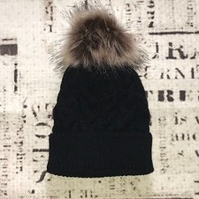 Girl's Pom Pom Chunky Thick Stretchy Knit Soft Beanie Hat Toddler New