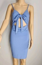 Nwt Eoyoye Tie Front Rib Knit Dress Size M Blue Color 