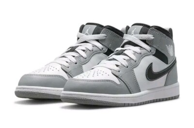 Jordan 1 Mid Light Smoke Grey Pre School Size 12c New 640734-078 Air Jordan Mids
