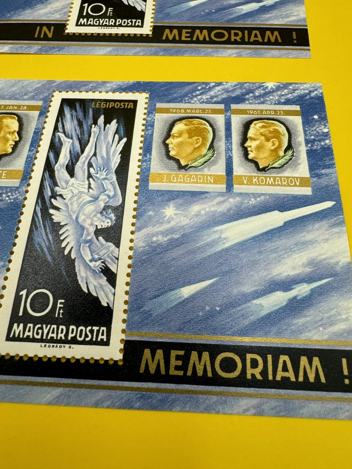 Estampillas espaciales de Hungría - 1968. In Memoriam. Lote de 4 S/S-MNH Foto 4 de 4