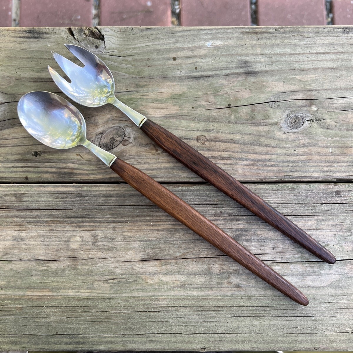 MCM Danish Modern Rostfrei Stainless Steel Salad Servers Set of