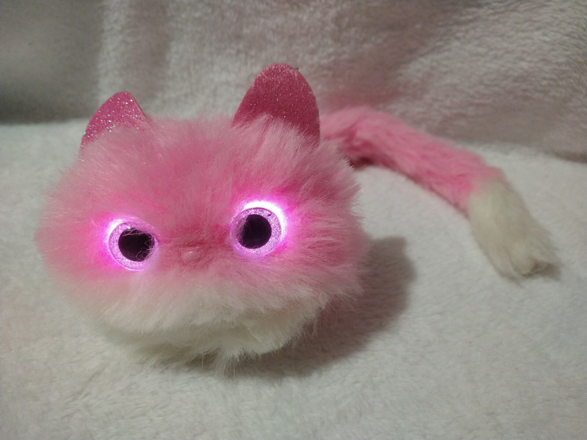 Pomsies Patches Plush Interactive Light Up Talking Toy Pink White Bendable  Tail