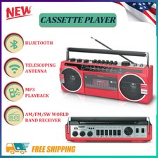Boombox Radio Cassette Recorder AM/FM/SW Radio Bluetooth Retro Style Speaker USA