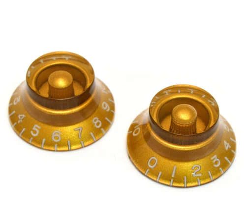 (2) Gold Bell Knobs for Gibson® & Guitar/Bass w/CTS 6mm Split Pots PK-0140-032