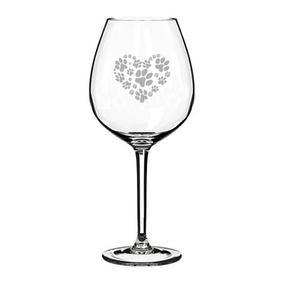 Wine Glass Goblet Red White Wine Jumbo 20oz Heart Paw Prints | eBay