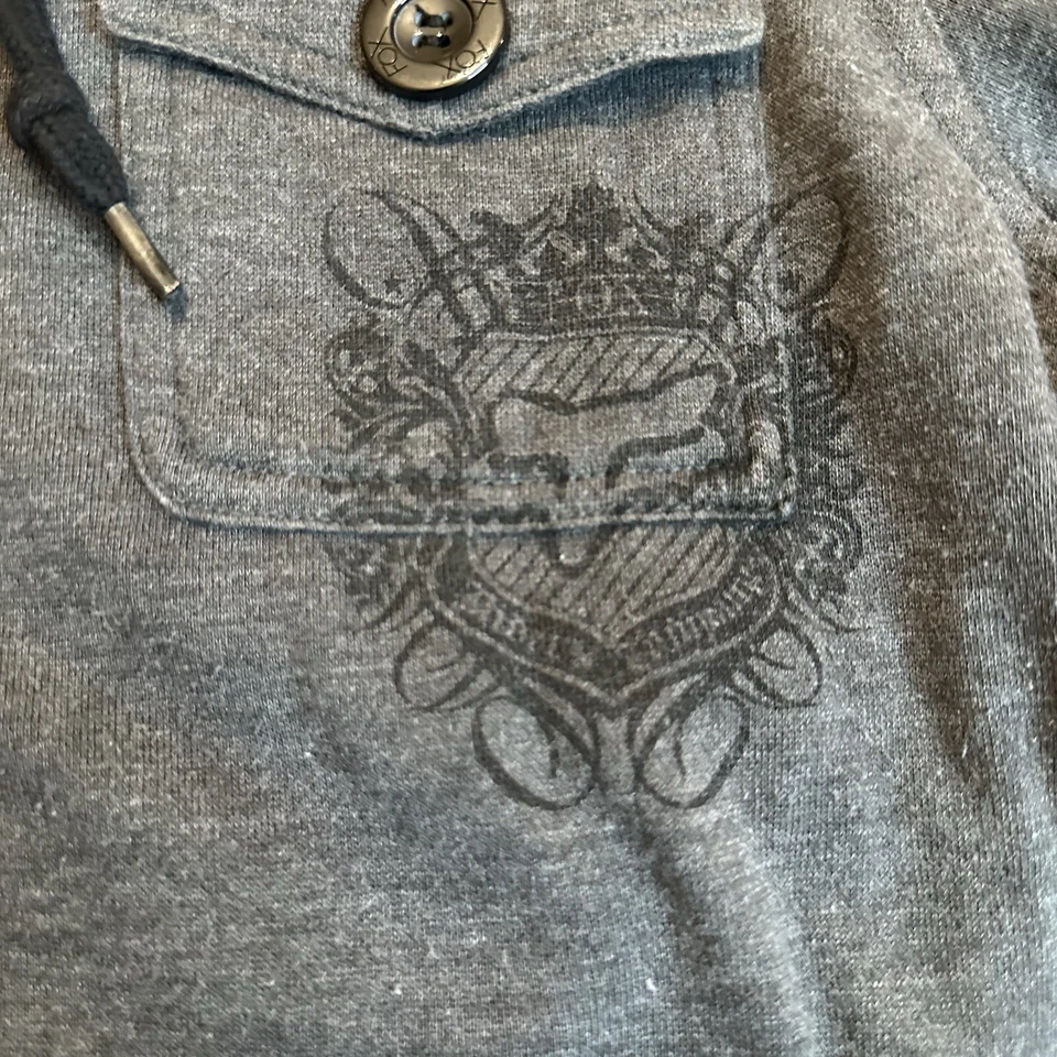 FOX RACING Zip Up Sweatshirt Jacket Black Pockets XL Grunge Hoodie Hooded - Image 3 of 4