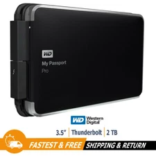 WD My Passport Pro Portable External Hard Drive 2TB Thunderbolt, WDBRMP0020DBK