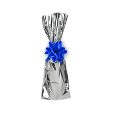 Silver Mylar Metallic wine gift bags  size 7"x 18" (1 Liter)  Pack of 100 Pcs