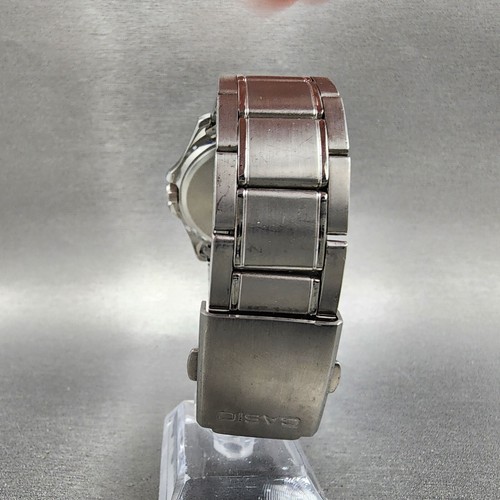 Casio MTP-1244 Dive Watch Men 41mm Black Dial Silver Tone Date Round New Battery - Picture 8 of 11