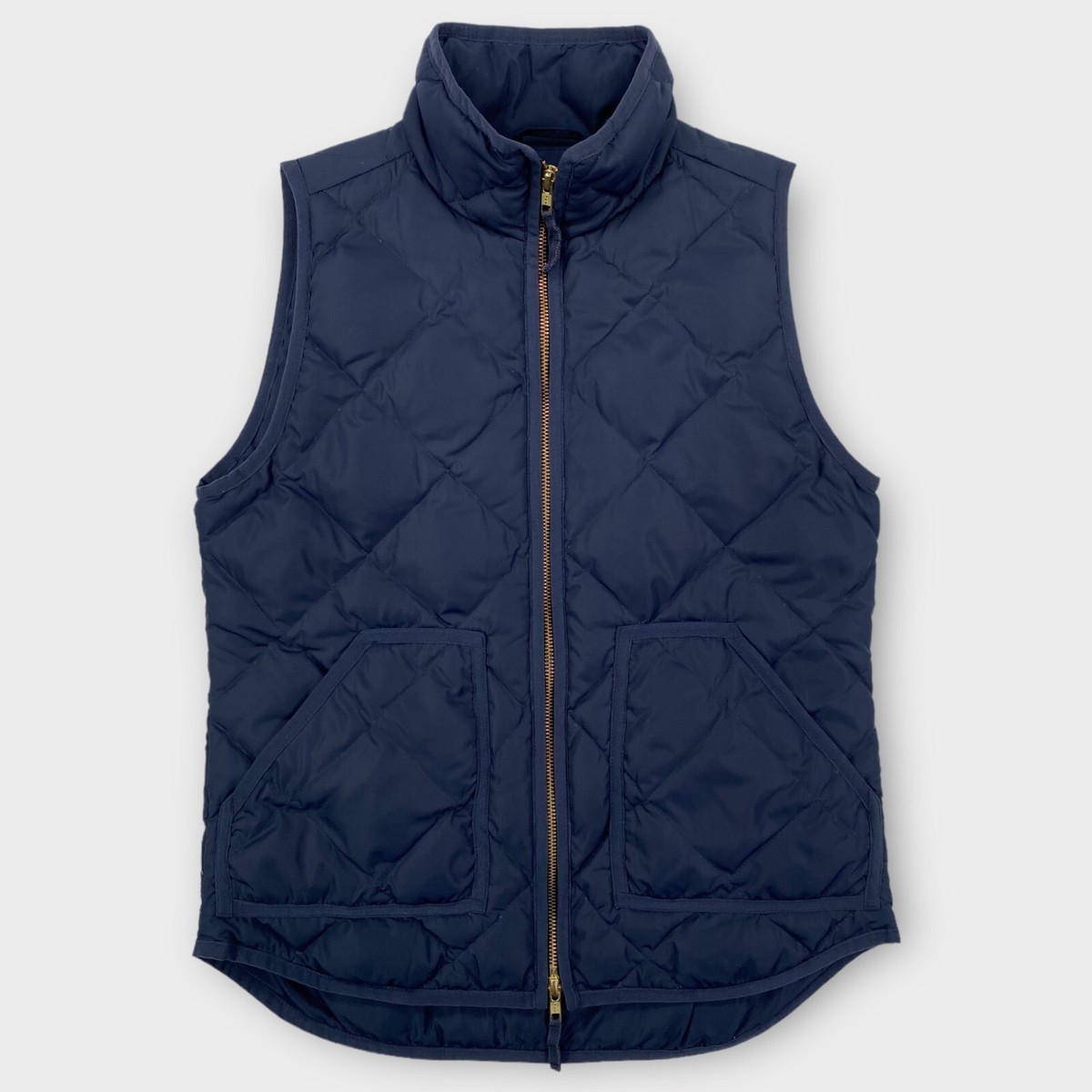 J Crew Vest Jacket Mens Extra Small Navy Goose Down Puffer Zip Quilted  Outdoor