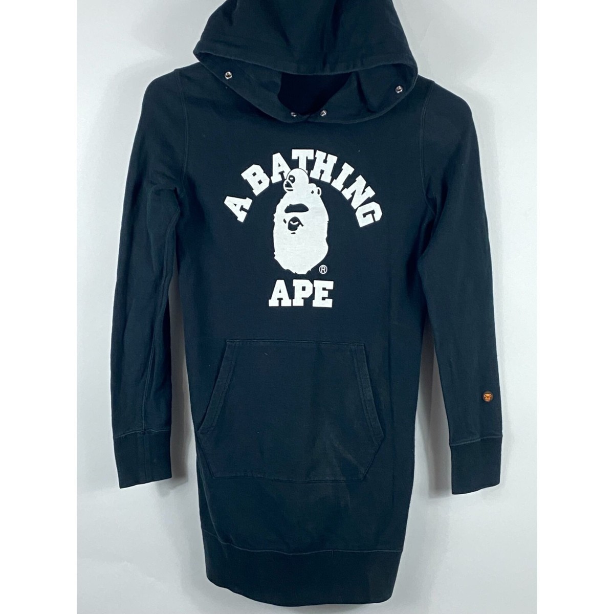 Vintage A Bathing Ape College Pullover Hoodie Black Size XS Made 