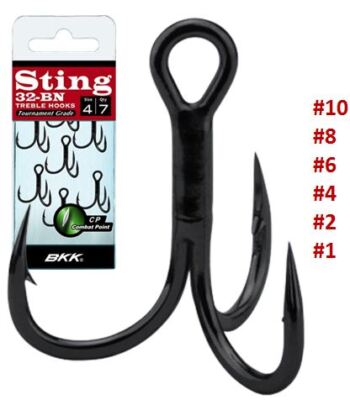 BKK STING-32 BN  black Nickel Raubfisch Drilling Angelhaken Treble Hook #10-#1