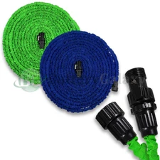 Deluxe 25 50 75 100 Feet Expandable Flexible Garden Water Hose Nozzle Green/Blue