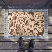 Dog Lovers Doormat, Pet Welcome Mat, Dog Paw Print Floor Rug, Cute Dog Decor,