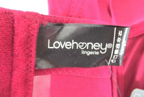 LoveHoney Lingerie Moonlight Satin & Lace Plunge Basque Set Wine Size L - Picture 7 of 12