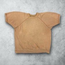 Vintage 60s Distressed Faded Short Sleeve Crewneck Sweatshirt Orange Medium USA