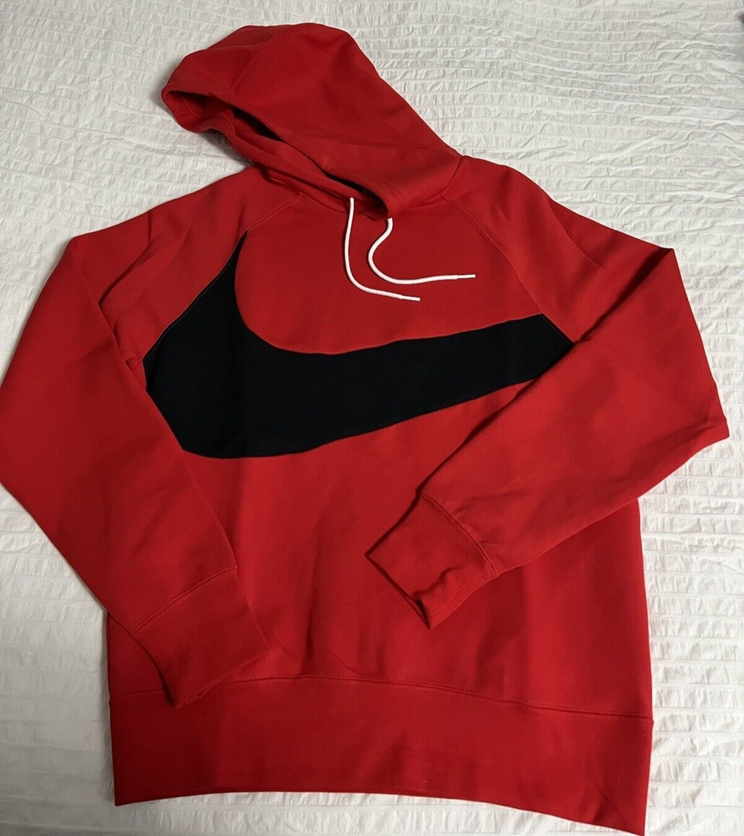 Men's Nike Tech Fleece Big Swoosh Size Medium Red Pullover Hoodie DD8222-657