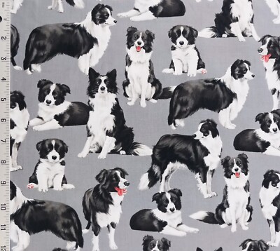 Border Collie Dogs Puppies Cotton Fabric Herder Working Sheepdog Bestest Dog