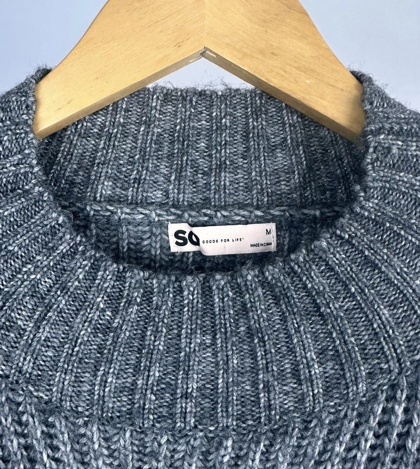 Suéter para mujer SO gris medio cuello redondo manga larga suave elástico Foto 3 de 4