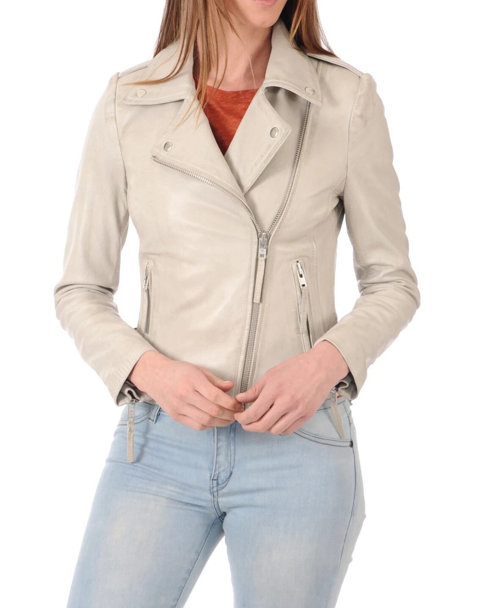 Women Real Leather Jacket Bomber Biker Genuine Lambskin Leather