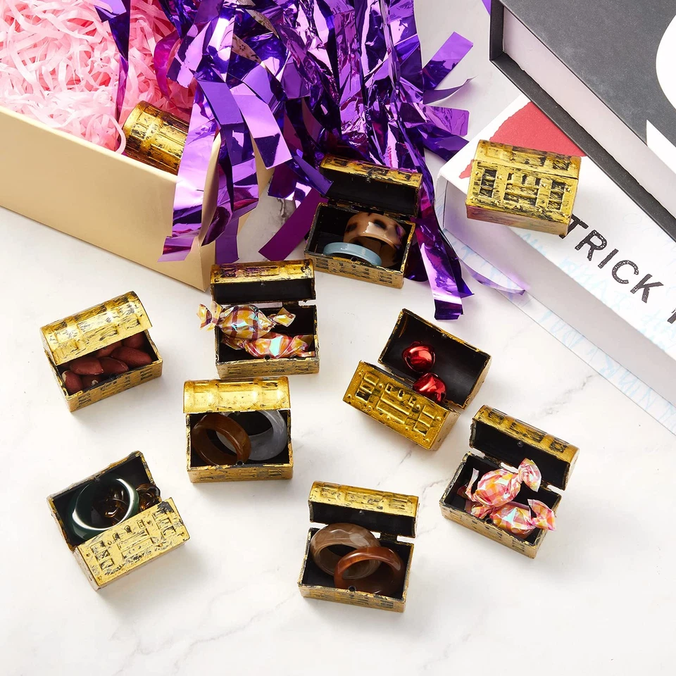 50 Pieces Mini Pirate Treasure Chest Gold Plastic Chests Jewelry Storage Box - Image 3 of 4