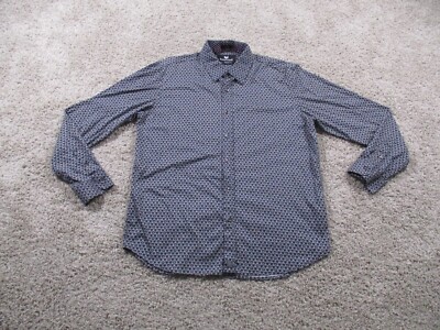 robert herjavec dress shirts Butter Cloth Shirt Mens XL Black Button Up Robert Herjavec Planes Long  Sleeve