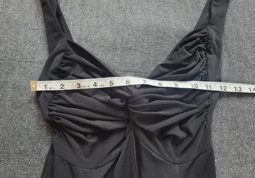 Vintage 90s Y2K Black Skater Dress Fit And Flare Mini Fitted Stretch Size S/M - Picture 7 of 9