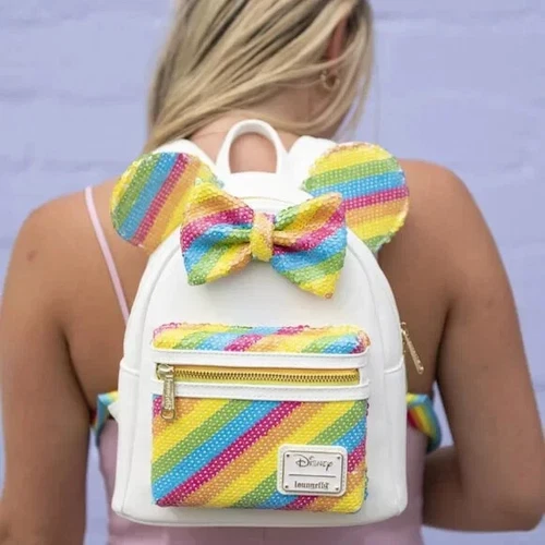 Loungefly Disney sequin rainbow Minnie Mouse mini backpack