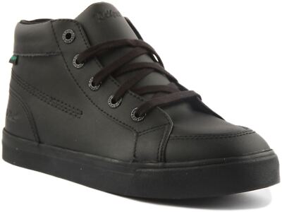 Kickers Junior Tovni High Top School Unisex Sneaker  In Black Size US 4- 7