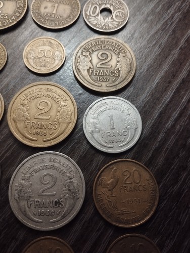 LOT 16 FRENCH COINS 1921-1954!!! - Picture 4 of 10