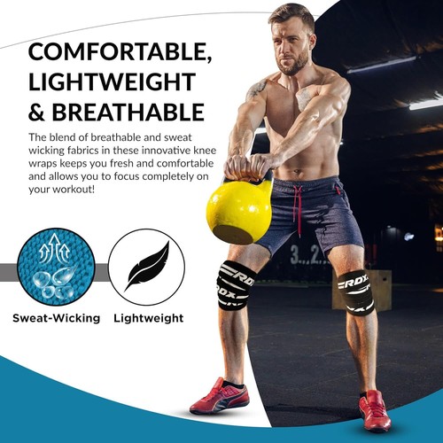 Knee Pads MMA by RDX, Lifting Straps, Knee Sleeves Weightlifting, Gym Knee Wraps - Picture 68 of 90