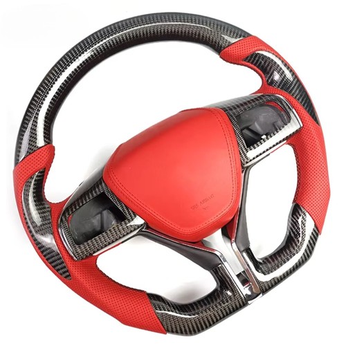 For Maserati Ghibli Quattroporte GTS Red Leather 100 Carbon Fiber Steering Wheel